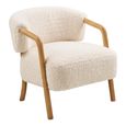 Dakar Lounge Armchair - Curved Back - Beige and Natural - Fabric and Rubberwood