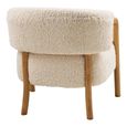 Dakar Lounge Armchair - Curved Back - Beige and Natural - Fabric and Rubberwood