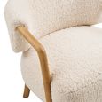 Dakar Lounge Armchair - Curved Back - Beige and Natural - Fabric and Rubberwood