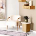 Dakar Lounge Armchair - Curved Back - Beige and Natural - Fabric and Rubberwood