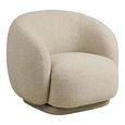 Hawkes Lounge Armchair - Curved Back - Cream - Fabric