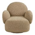 Messina Swivel Lounge Armchair - Light Brown - Fabric