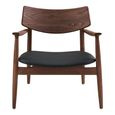 Olvera Lounge Armchair - Dark Brown and Black - Ash Wood and Faux Leather