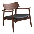 Olvera Lounge Armchair - Dark Brown and Black - Ash Wood and Faux Leather