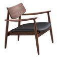 Olvera Lounge Armchair - Dark Brown and Black - Ash Wood and Faux Leather