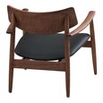 Olvera Lounge Armchair - Dark Brown and Black - Ash Wood and Faux Leather
