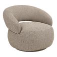 Sion Swivel Lounge Armchair - Curved Back - Beige - Fabric