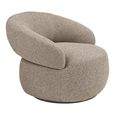 Sion Swivel Lounge Armchair - Curved Back - Beige - Fabric