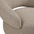 Sion Swivel Lounge Armchair - Curved Back - Beige - Fabric