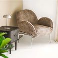 Zomba Lounge Armchair - Brown and Chrome - Fabric and Metal