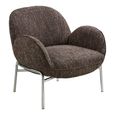 Zomba Lounge Armchair - Dark Brown and Chrome - Fabric and Metal