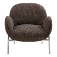 Zomba Lounge Armchair - Dark Brown and Chrome - Fabric and Metal