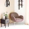 Zomba Lounge Armchair - Dark Brown and Chrome - Fabric and Metal