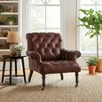 Albufera Dark Brown Leather Button Tufted Chesterfield Armchair thumbnail