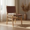 Favin Brown Woven Leather and Natural Chair thumbnail