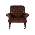 Albufera Dark Brown Leather Button Tufted Chesterfield Armchair thumbnail 2
