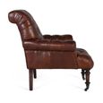 Albufera Dark Brown Leather Button Tufted Chesterfield Armchair thumbnail 3