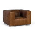 Kabir Cognac Brown Leather Ribbed Armchair thumbnail 2