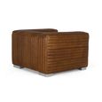 Kabir Cognac Brown Leather Ribbed Armchair thumbnail 4