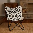Cefena Butterfly Chair - Black and White Patterned Fabric