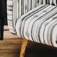 Cefena Armchair - White and Black Fabric with Straight Arms