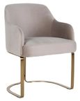 Hadley Khaki Velvet Fabric Armchair with Gold Legs 