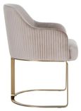 Hadley Khaki Velvet Fabric Armchair with Gold Legs 