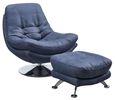 Clearance - Vento Swivel Chair and Footstool - Midnight Blue Fabric