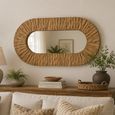 Curved Wall Mirror - Waved Desgin - Oval - Natural - Wood - 152cm x 92cm