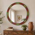 Mumbai Painted Wall Mirror - Round - Multi Coloured - Wood - 75cm x 3cm
