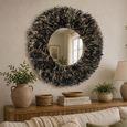 Sisal Wall Mirror - Round - Black and White - 115cm x 17cm