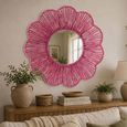 Wall Mirror - Round - Dark Pink - Raffia - 50cm x 10cm