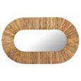 Curved Wall Mirror - Waved Desgin - Oval - Natural - Wood - 152cm x 92cm