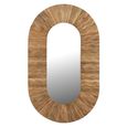 Curved Wall Mirror - Waved Desgin - Oval - Natural - Wood - 152cm x 92cm
