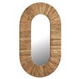 Curved Wall Mirror - Waved Desgin - Oval - Natural - Wood - 152cm x 92cm