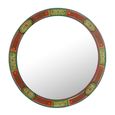 Mumbai Painted Wall Mirror - Round - Multi Coloured - Wood - 75cm x 3cm