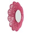 Wall Mirror - Round - Dark Pink - Raffia - 50cm x 10cm