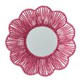 Wall Mirror - Round - Dark Pink - Raffia - 50cm x 10cm