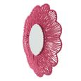 Wall Mirror - Round - Dark Pink - Raffia - 50cm x 10cm