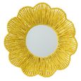Wall Mirror - Round - Yellow - Raffia - 50cm x 10cm