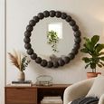 Balls Wall Mirror - Round - Black - Wood - 80cm x 7cm