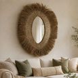 Braided Wall Mirror - Oval - Natural - Grass - 74cm x 100cm