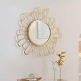Flower Wall Mirror - Round - Gold - Metal - 90cm x 3cm