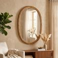 Wall Mirror - Oval - Natural - Glass and Wood - 61.5cm x 95cm