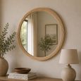 Wall Mirror - Round - Natural - Bamboo Wood - 81cm x 3.5cm