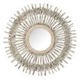 Sun Wall Mirror - Round - White Washed - Wood - 100cm x 3cm