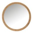 Wall Mirror - Round - Natural - Glass and Fir Wood - 75cm x 6.5cm