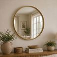 High Border Wall Mirror - Round - Large - Gold - Glass and Metal - 110cm x 4cm