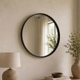 High Border Wall Mirror - Round - Medium - Black - Glass and Metal - 80cm x 4cm