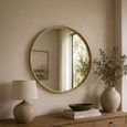 High Border Wall Mirror - Round - Medium - Gold - Glass and Metal - 80cm x 4cm
